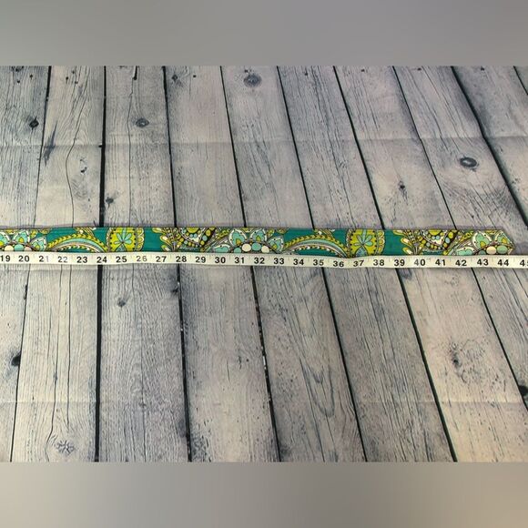 Vera Bradley Classic Peacock Preppy Cottagecore Reversible Wooden Buckle Belt - Picture 7 of 7